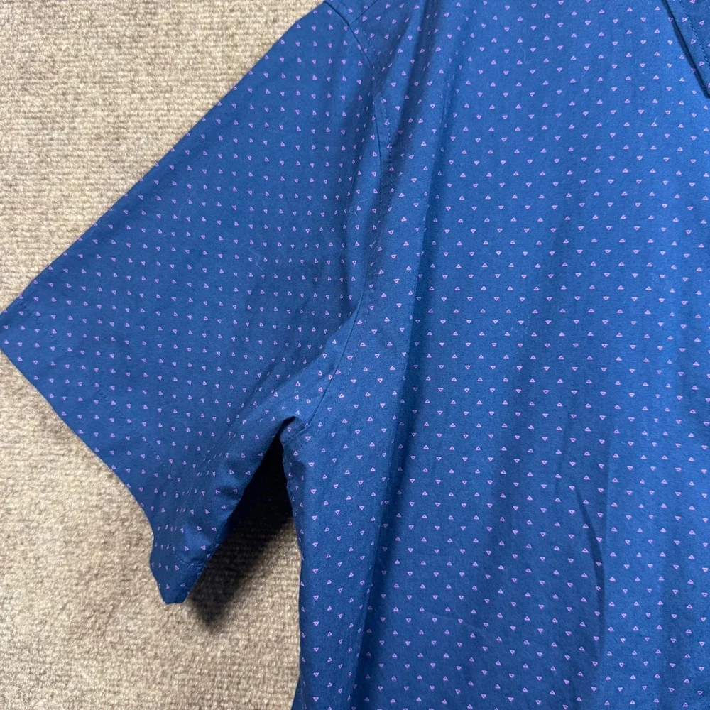 Beverly Hills Polo Club Button Down XL Short Sleeve Geometric Navy Blue